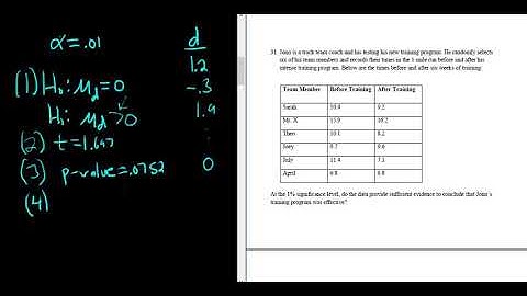 #31. Hypothesis Test for Paired Differences using StatCrunch