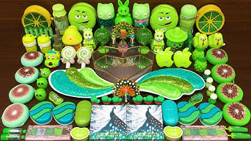 GREEN PEACOCK Slime ! Mixing Random Things into STORE BOUGHT Slime! Satisfying Slime Videos #283