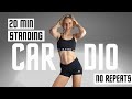 20 MINUTE STANDING CARDIO HIIT WORKOUT - BURNS 200 CALORIES - NO REPEATS