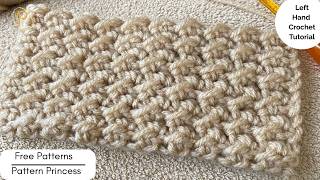 Left Hand Even Moss Stitch Crochet Pattern, Easy Beginner Crochet Stitch Tutorial, Textured Stitch