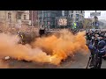 Constitutional Court of Ukraine was pelted with smoke bombs, firecrackers, fireworks and condoms.