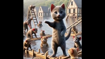 Michu y la Inundación I Historias Animadas con IA I ChatGPT  #animation #cat #gatos