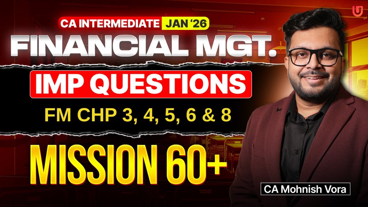 CA Inter FM Important Questions Part 1 | Jan 2026 Exams | CA Mohnish Vora (MVSIR)