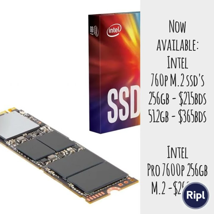 Now available intel 760p m 2 ssd s 256gb 215bds 512gb 365bds