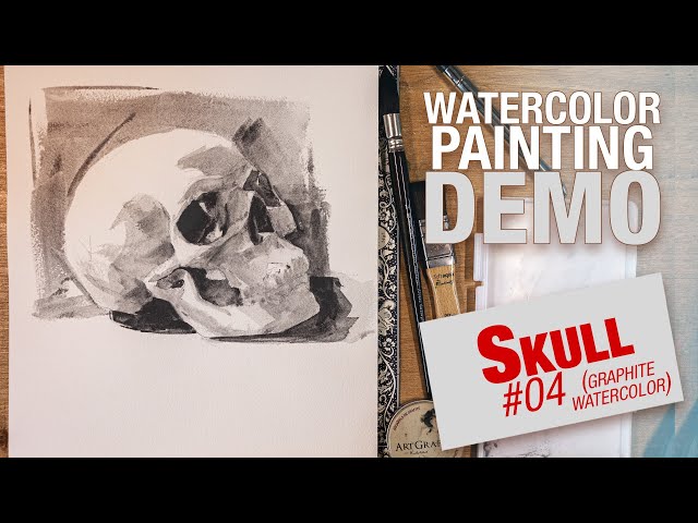 Watercolor Demo - Skull #04 (with Graphite watercolor)