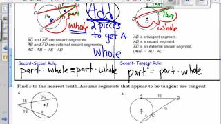 Notes 4 Special Segments   lengths of chords, secant and tangents