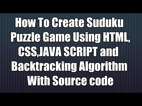 How to Create a Sudoku Puzzle game using Html,CSS,Java Script with ...