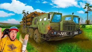 ПЕРЕВОЗИМ БРЕВНА ПО БОЛОТУ на МАЗ 8х8 - ПРОХОЖДЕНИЕ КАРТЫ РАВНИНА SpinTires