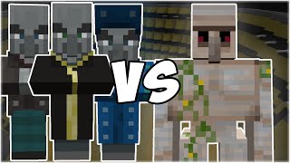 Illager Army (Illusioner, Evoker, Vindicator) vs Iron Golem - Minecraft Mob Battle