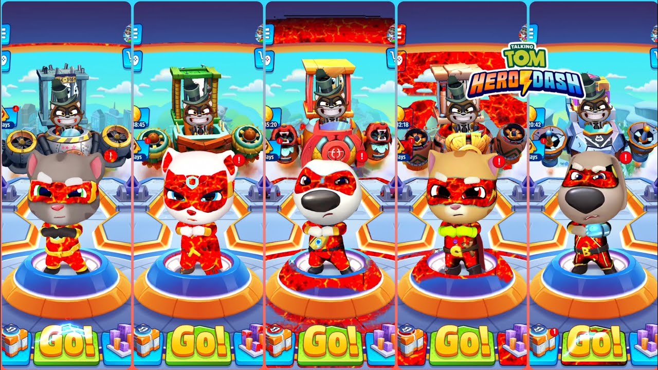 Talking Tom Hero Dash Discover All The Heroes - New Update - All Bosses Fights   Superworld Gameplay