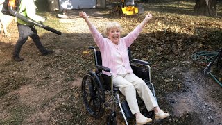 Free lawn and leaf cleanup for disabled elderly woman