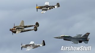 F-16 Viper Demo and P-38\/P-51 Heritage Flight - Heritage Flight Conference 2019