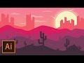 Illustrator Tutorial - Desert Landscape Flat Design (Illustrator Flat Design Tutorial)