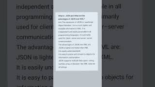What is  JSON and What are the advantages of JSON over XML #education #viral #easy #shorts #short