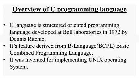 CS201/EL210/ME210 Overview and Application areas of C programming language by Vishnu Sharma