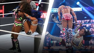 Sasha Banks brutalizing Naomi