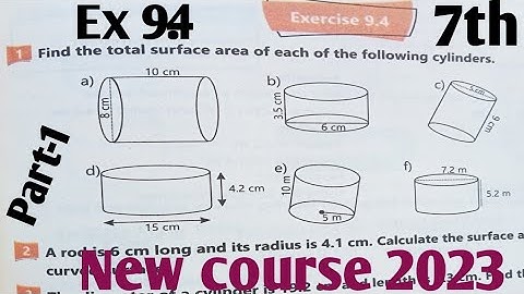 Exercise 9.4 Class 7th Math kpk and PTB new course 2023| unit 9 Surface,Area and volume  Part-1