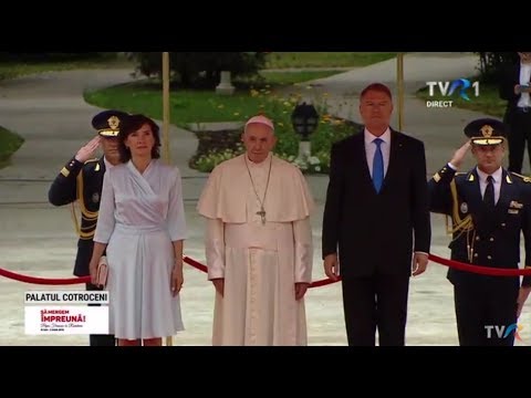 Papa Francisc în România  sosirea la Palatul Cotroceni