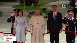 Papa Francisc în România - sosirea la Palatul Cotroceni