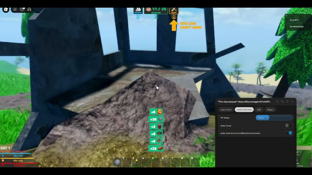 The Apocalypse Script | Infinite Stamina, Auto Loot, Collect Food, Auto Chop | Roblox Script/Hack