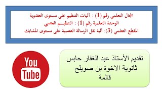 ألية نقل الرسالة العصبية على مستوى المشابك الأستاذ عبد الغفار حابس