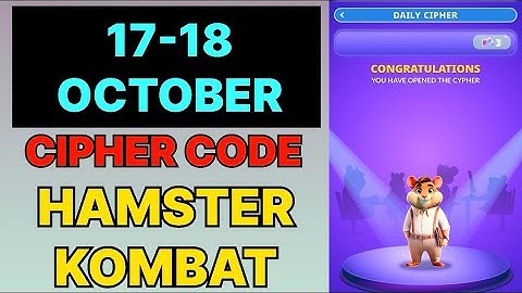 Hamster Kombat Dev Game Daily Cipher 17 & 18 October | Hamster Kombat Daily Cipher Code 17 October