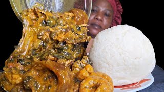 African food mukbang fufu with ogbono soup 