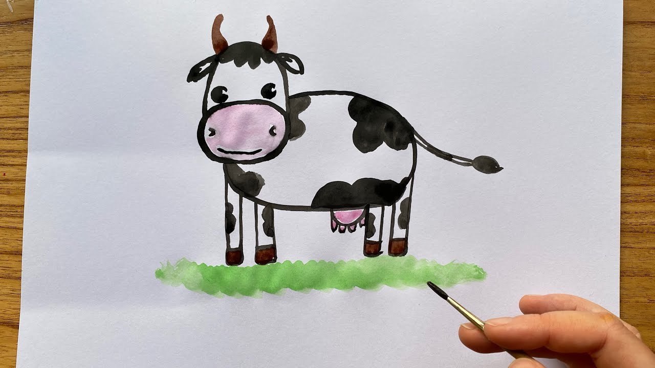 Корова урок 5 класс. Нарисовать корову. Как нарисовать корову для детей. Как нарисовать корову красками. Как рисовать корову видео.