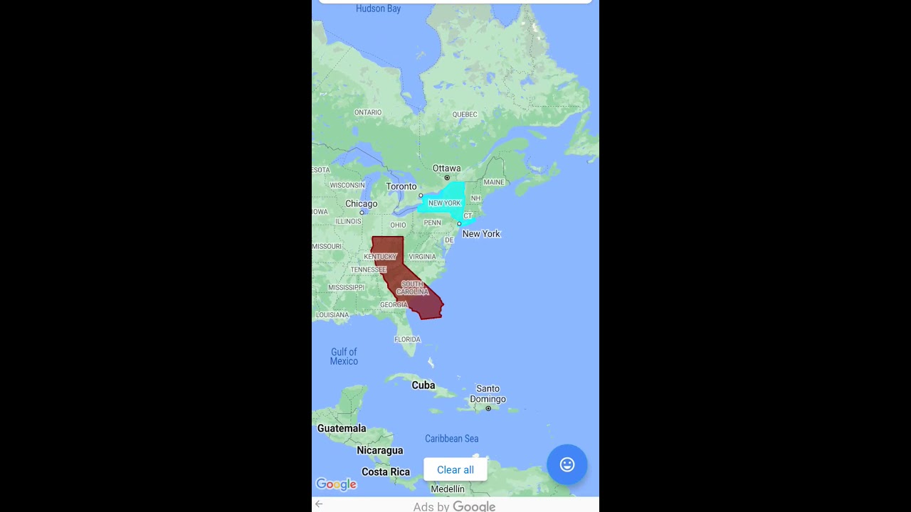 California vs New York state size comparison #shorts #map #geography #usa #comparison #mapping #us