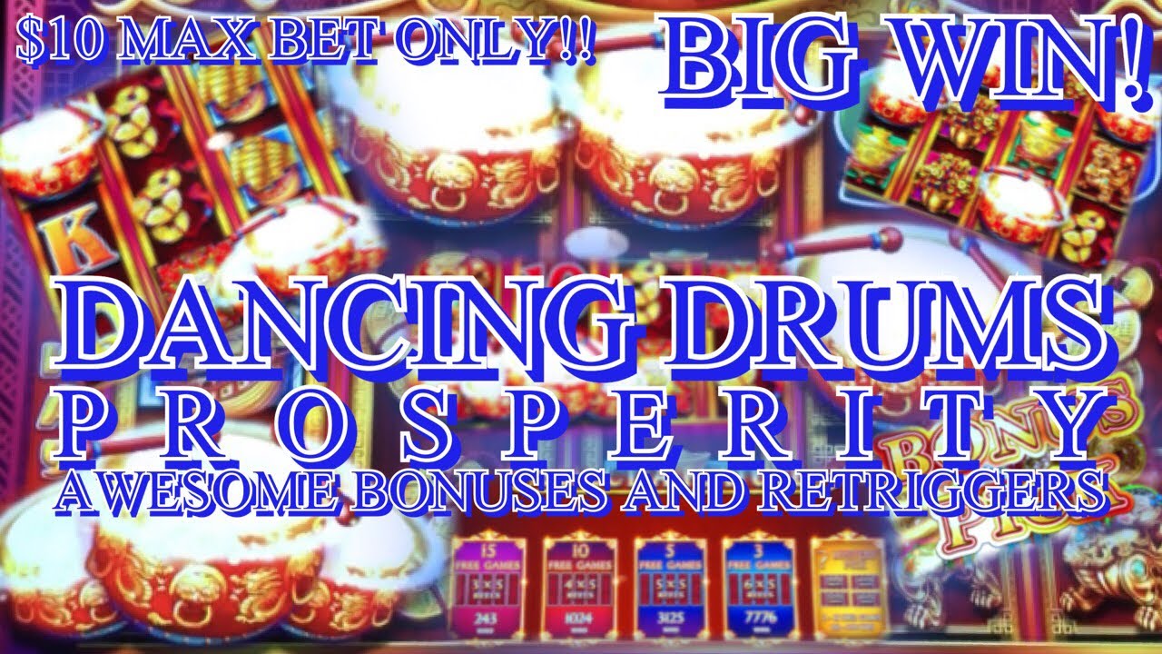 DANCING DRUMS PROSPERITY SLOT MACHINE 🎰 ALL @ $10 MAX BET! AWESOME BONUSES AND RETRIGGERS! BIG WIN!😱