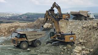 Two Caterpillar 385C Excavators Loading Caterpillar Dumpers - Sotiriadis/Labrianidis Mining