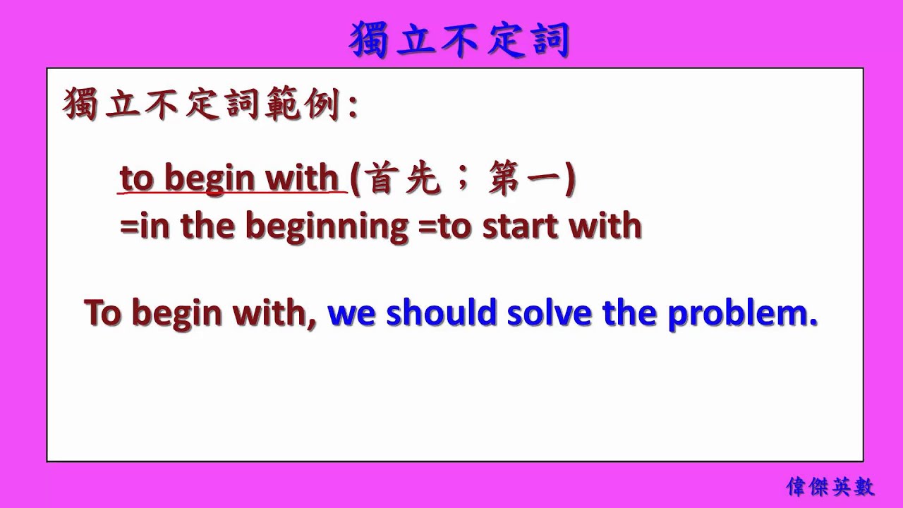 英文基礎文法65 獨立不定詞 English Basic Grammar Independent Infinitive Youtube