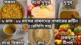 ৮ মাস -১৮ মাসের বাচ্চাদের খাবার তালিকা(রেসিপি সহ) 8 Month -18 Month Baby Food Chart/Baby Food Chart