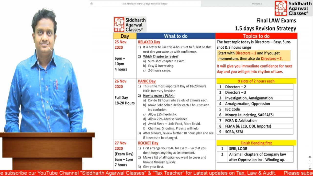 Final Law Exam 1.5 Days Revision Strategy ~ Siddharth Agarwal - YouTube
