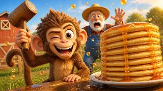 Naughty Monkey At The Farm | Giant Pancakes Chaos | Funny Cartoon
