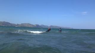 second day of kitesurfing lessons in Mallorca www edmkpollensa com kitesurfing school in Mallorca in