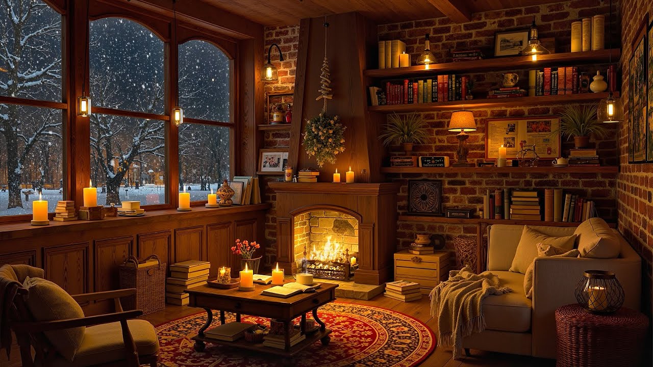 ☕Warm Relaxing Jazz Music with Cozy Coffee Shop for Working, Studying, Sleeping