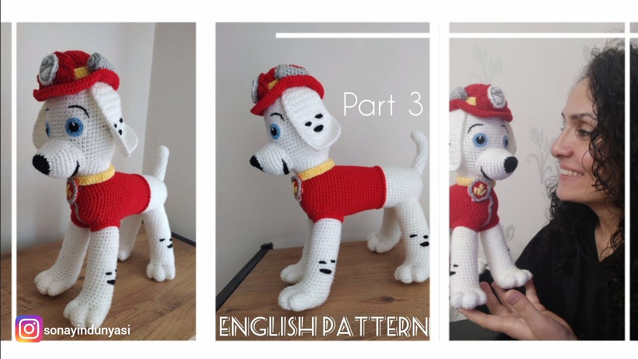 Amigurumi Köpek Yapımı Part 3 ENGLISH PATTERN Amigurumi Paw Patrol Marshall #diy #amigurumi