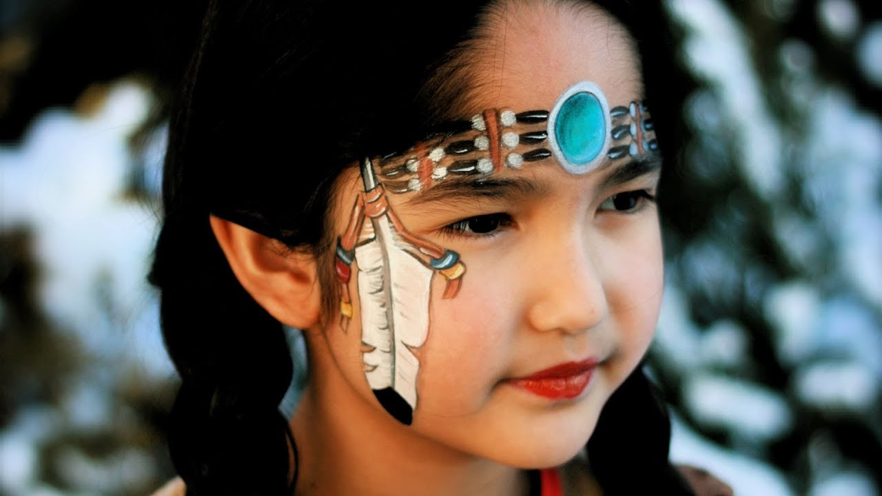 Native Indian American Girl Pocahontas Face Painting Makeup
