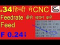 Feedrate denoted by F 0.24 IN CNC programme
