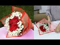 4 Roses wrapping. Only  1 paper, how to flower wrapping & arrangement