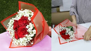 4 Roses Wrapping Only 1 Paper How To Flower Wrapping Arrangement