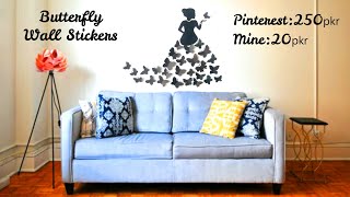 Butterfly girl Wall Art 2020 || black color paper butterfly || how to make paper butterfly for wall