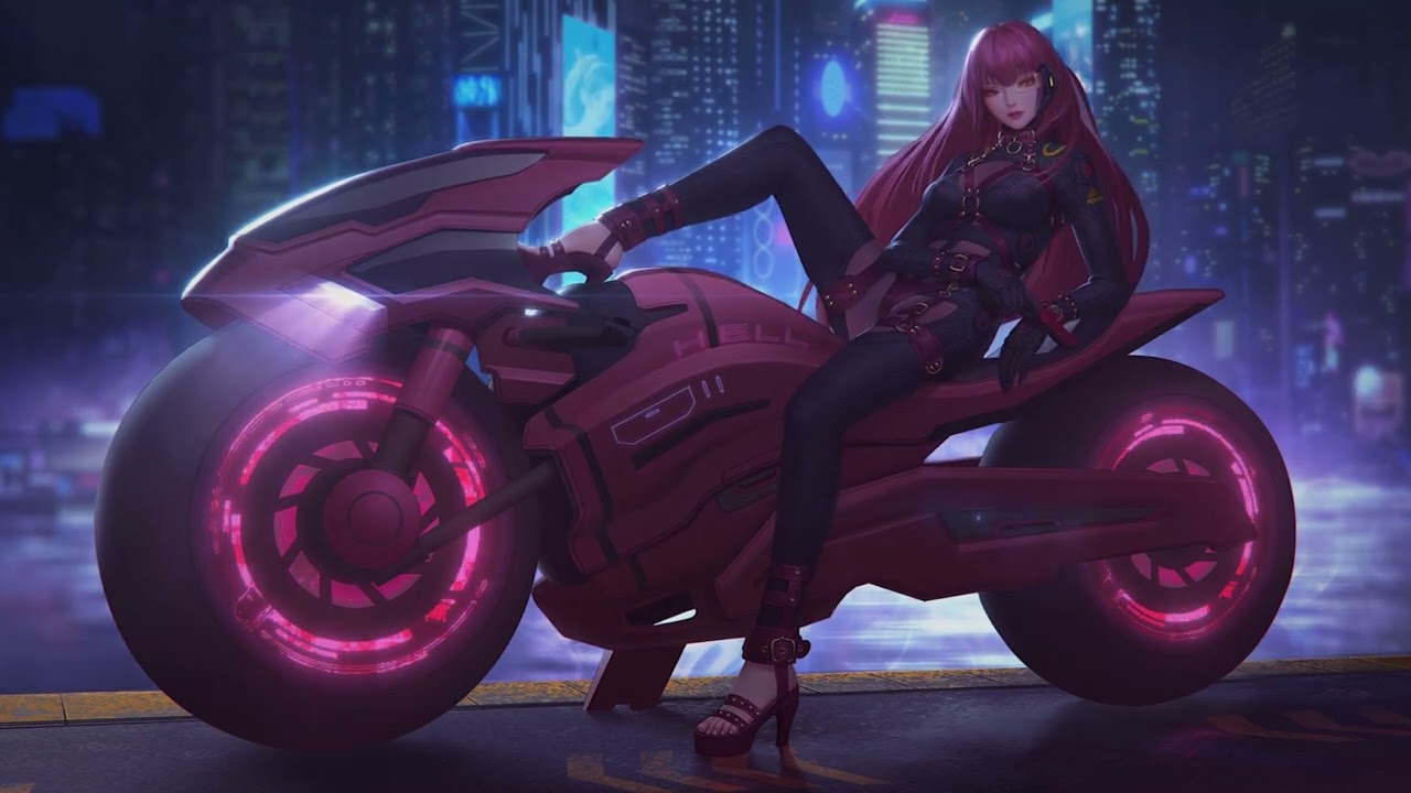 Cyberpunk Girl Futuristic Motorcycle Live Wallpaper - WallpaperWaifu