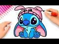 HOW TO DRAW A CUTE STITCH WITH HAT