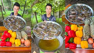 NEW COOKING by Chef Ny - Fry Crab Stir Fry Belly Pepper, Pineapple Sour Sweet Recipe | Cooking Skill