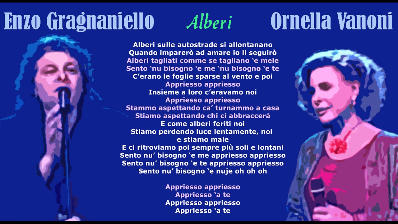 Watch Enzo Gragnaniello & Ornella Vanoni - Alberi {CON TESTO} on YouTube Watch Enzo Gragnaniello & Ornella Vanoni - Alberi {CON TESTO} on YouTube