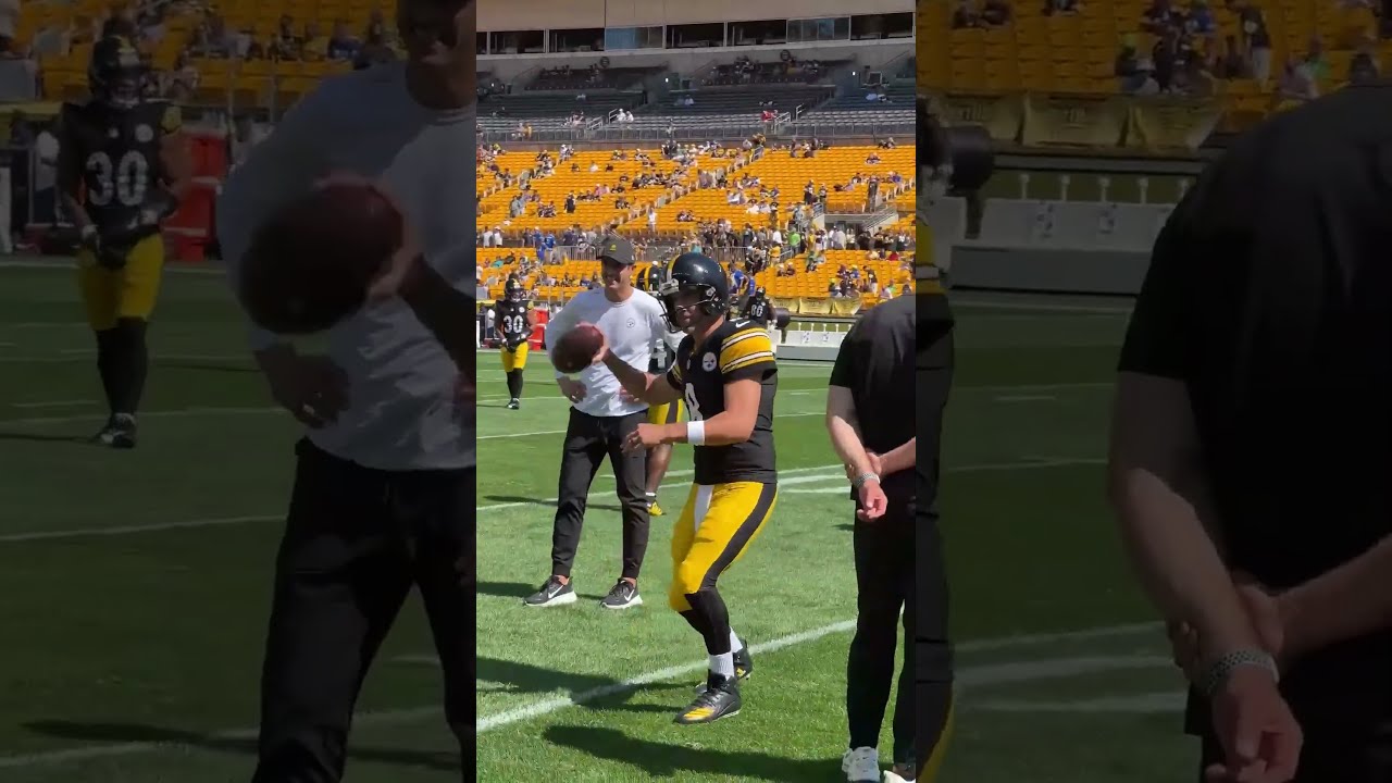 Aaron Rodgers Playing Catch With A Young Steelers Fan