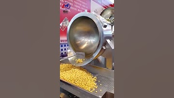 PLC fully automatic industrial caramel popcorn making machine big capacity   production video