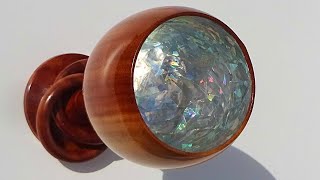 Wood turning - Amazing holographic liner inside Cherry Goblet